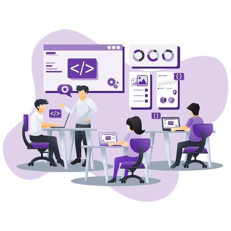 image of modern-flat-design-concept-business-analysis-with-characters-business-meeting-viewing-data