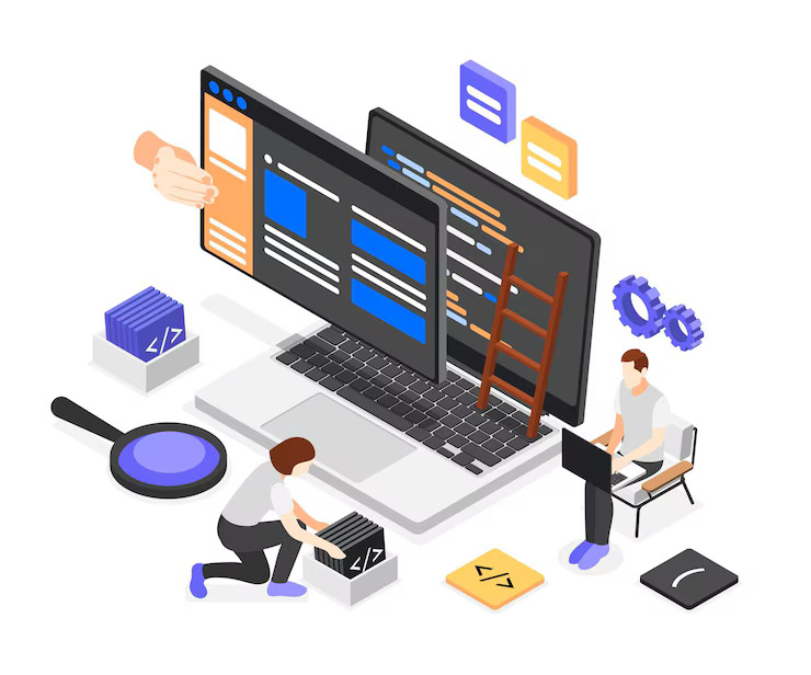 image of Web Design ui-ux-designers-isometric-composition-with-small-people-creating-custom-design-web-site-3d-vector-illustration
